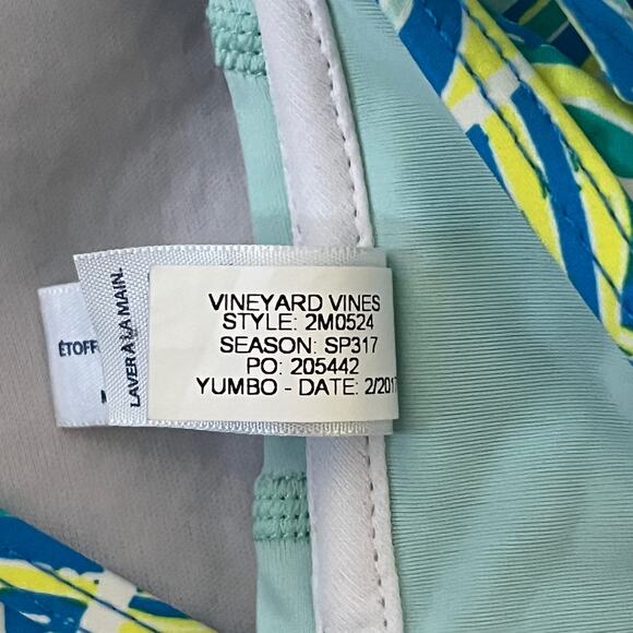 Vineyard Vines Geo Whale Tail Ruffle Bikini Top - Picture 5 of 5